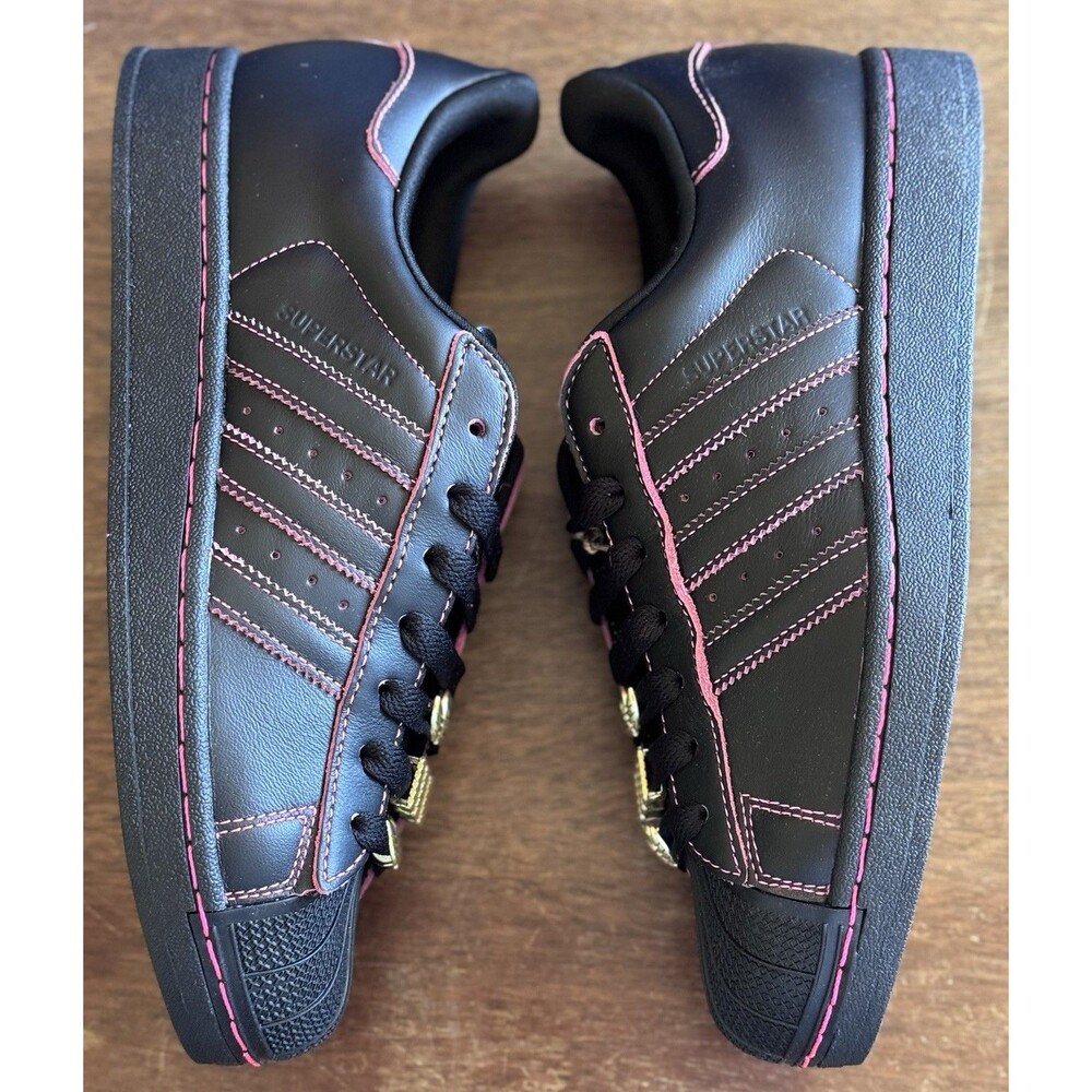 Women’s Size 8.5 Adidas Superstar II Black Pink Gold JS1380 Shell Toe New In Box - Picture 4 of 10